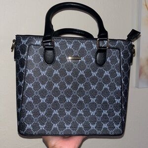 NWOT • Pastel Blue & Black Butterfly Satchel Purse Bag